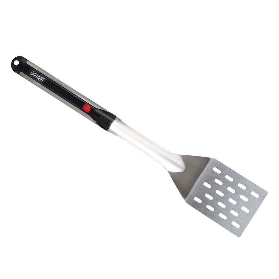 Grillight Set Di Utensili Per Barbecue In Acciaio Inox Con Torcia LED Integrata Nel Manico - Pinze E Spatola Da 47 Cm Con Luci Rimovibili